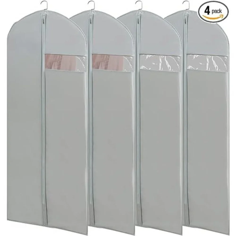 DressBags for Gowns Long,65''LongDress Clear GarmentBag(Set of 4, 23.3'' X 65'')